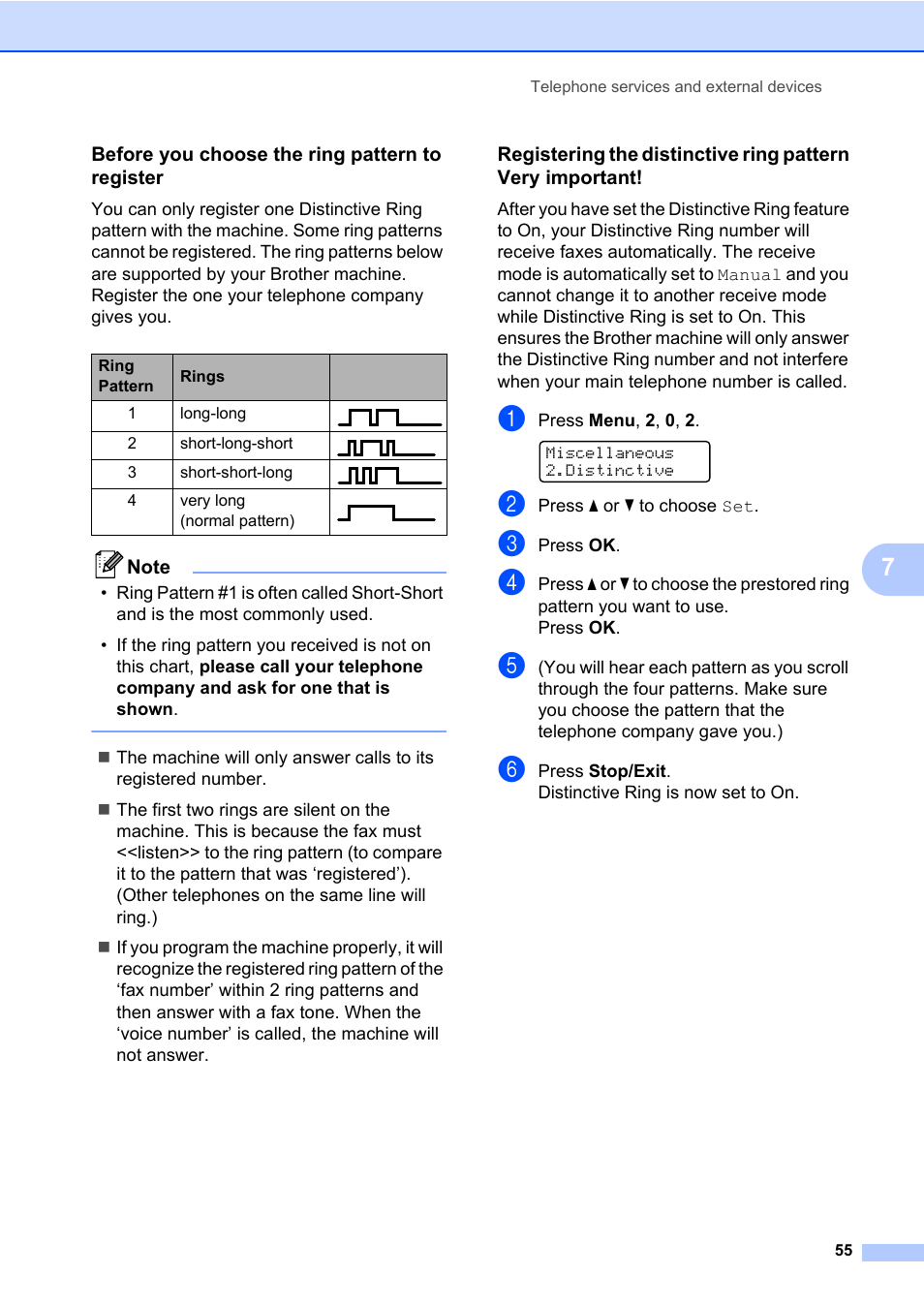 Before you choose the ring pattern to register | Brother Fax Machine/Multi-Function Center MFC-9125CN User Manual | Page 71 / 267
