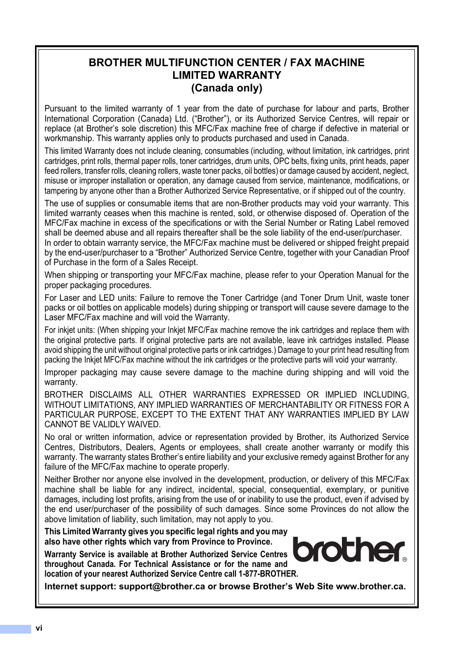 Brother Fax Machine/Multi-Function Center MFC-9125CN User Manual | Page 8 / 267