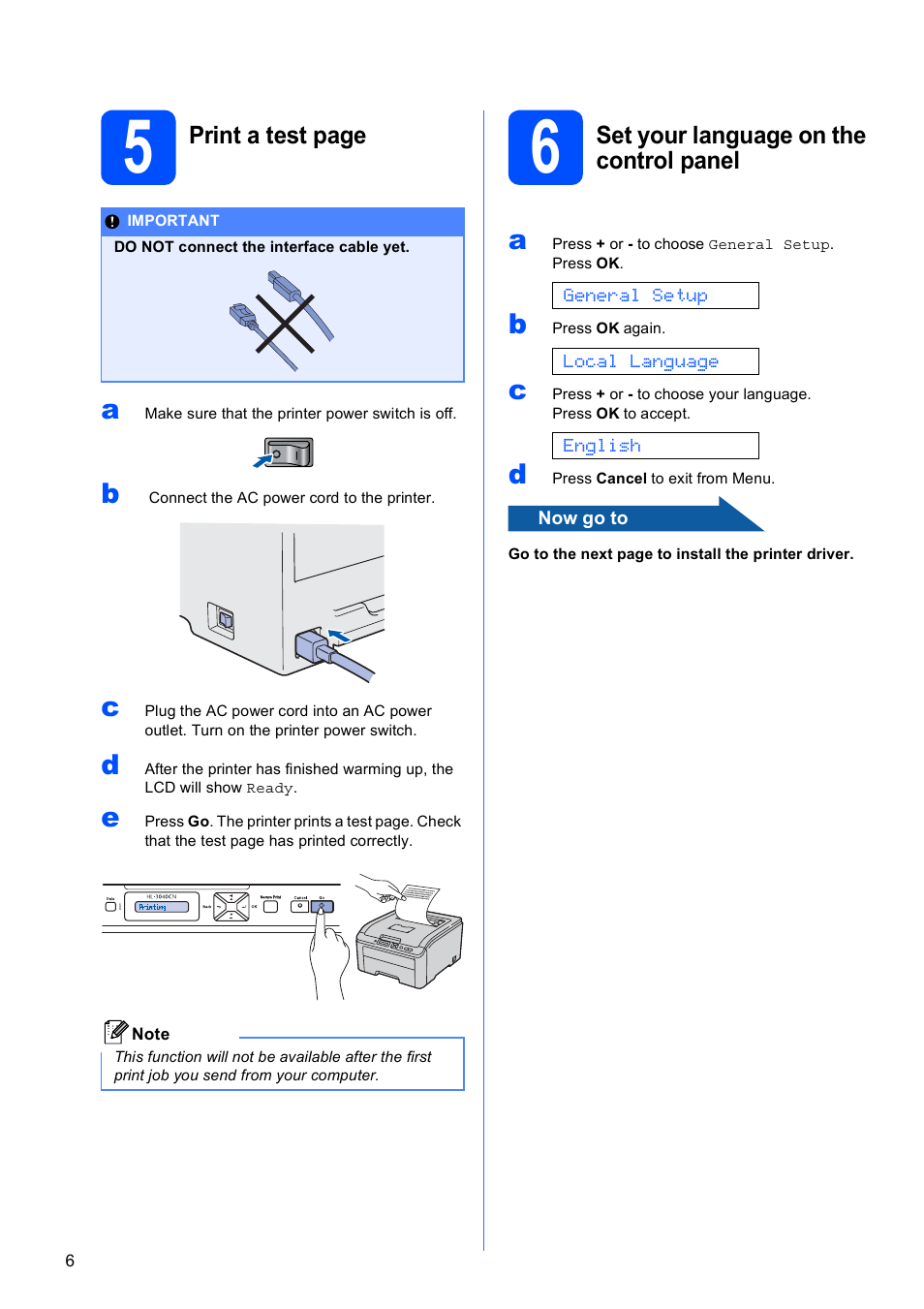 6 set your language on the control panel | Brother HL-3040CN User Manual | Page 6 / 24