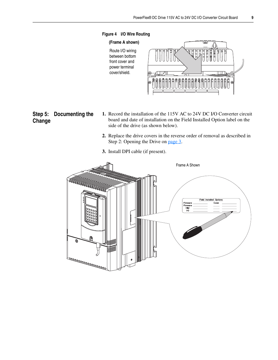 Step 5: documenting the change | Rockwell Automation 20P PowerFlex DC Drive 115V AC to 24V DC I/O Converter Circuit Board User Manual | Page 9 / 10