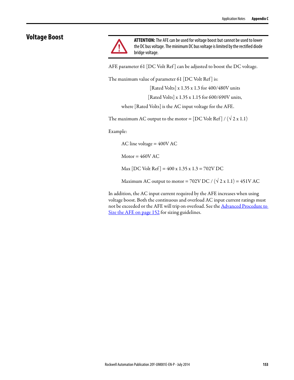 Voltage boost | Rockwell Automation 20Y PowerFlex Active Front End User Manual | Page 153 / 170