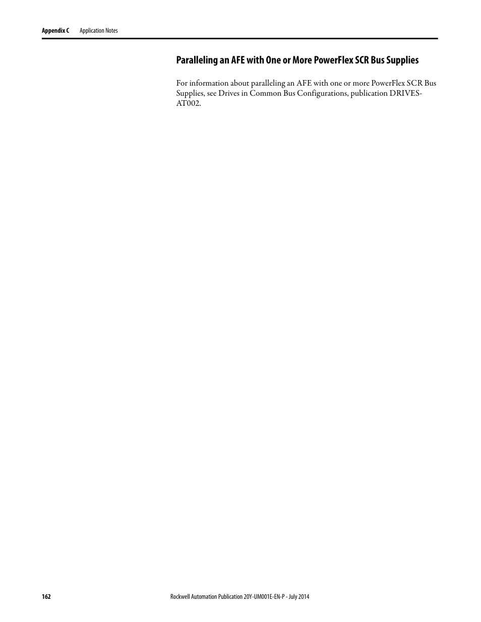 Paralleling an afe with one or more powerflex scr, Bus supplies | Rockwell Automation 20Y PowerFlex Active Front End User Manual | Page 162 / 170