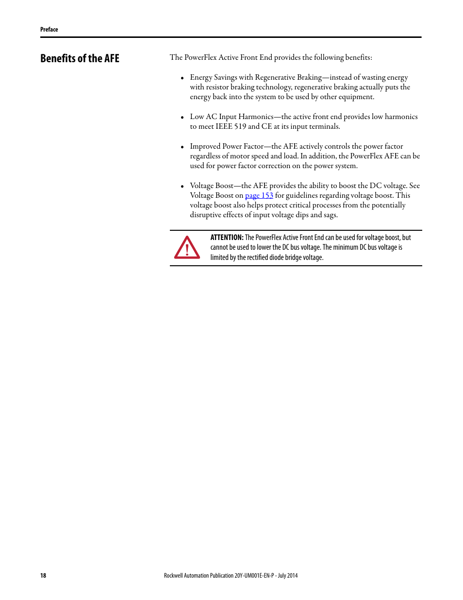 Benefits of the afe | Rockwell Automation 20Y PowerFlex Active Front End User Manual | Page 18 / 170
