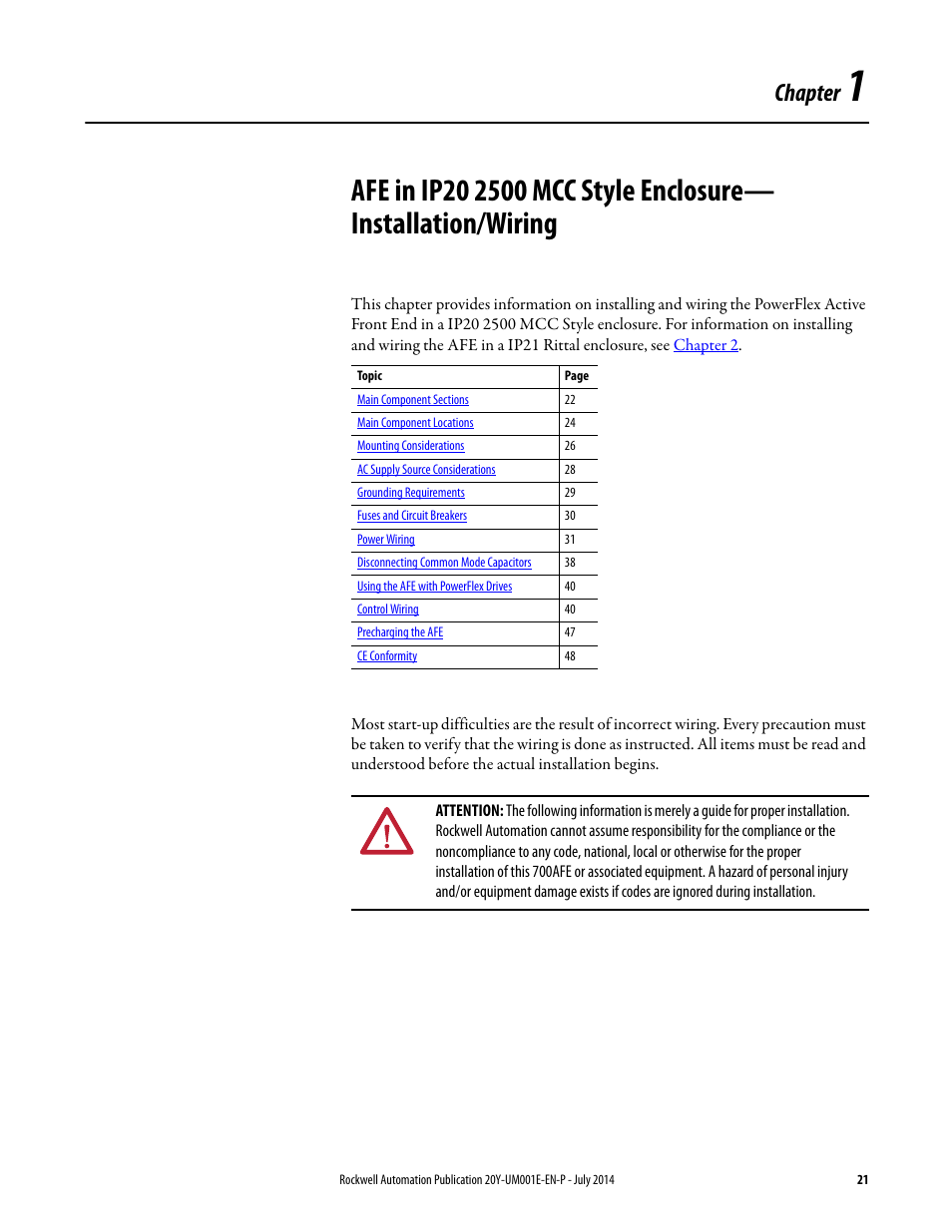 Chapter 1 | Rockwell Automation 20Y PowerFlex Active Front End User Manual | Page 21 / 170