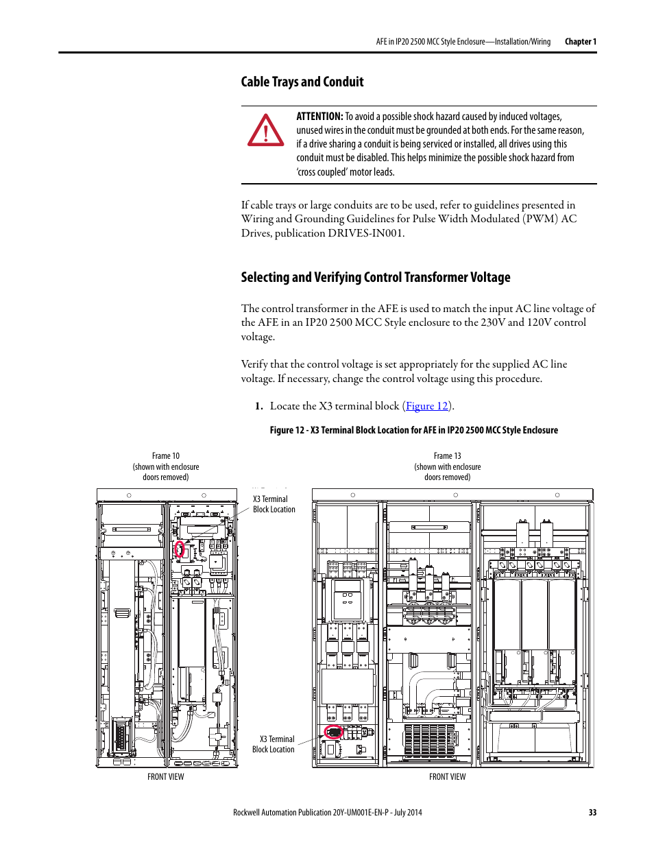 Cable trays and conduit | Rockwell Automation 20Y PowerFlex Active Front End User Manual | Page 33 / 170