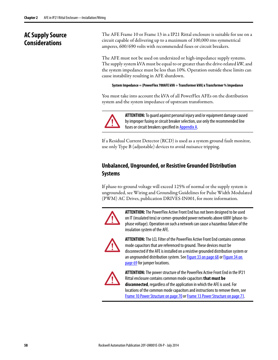 Ac supply source considerations, Systems | Rockwell Automation 20Y PowerFlex Active Front End User Manual | Page 58 / 170