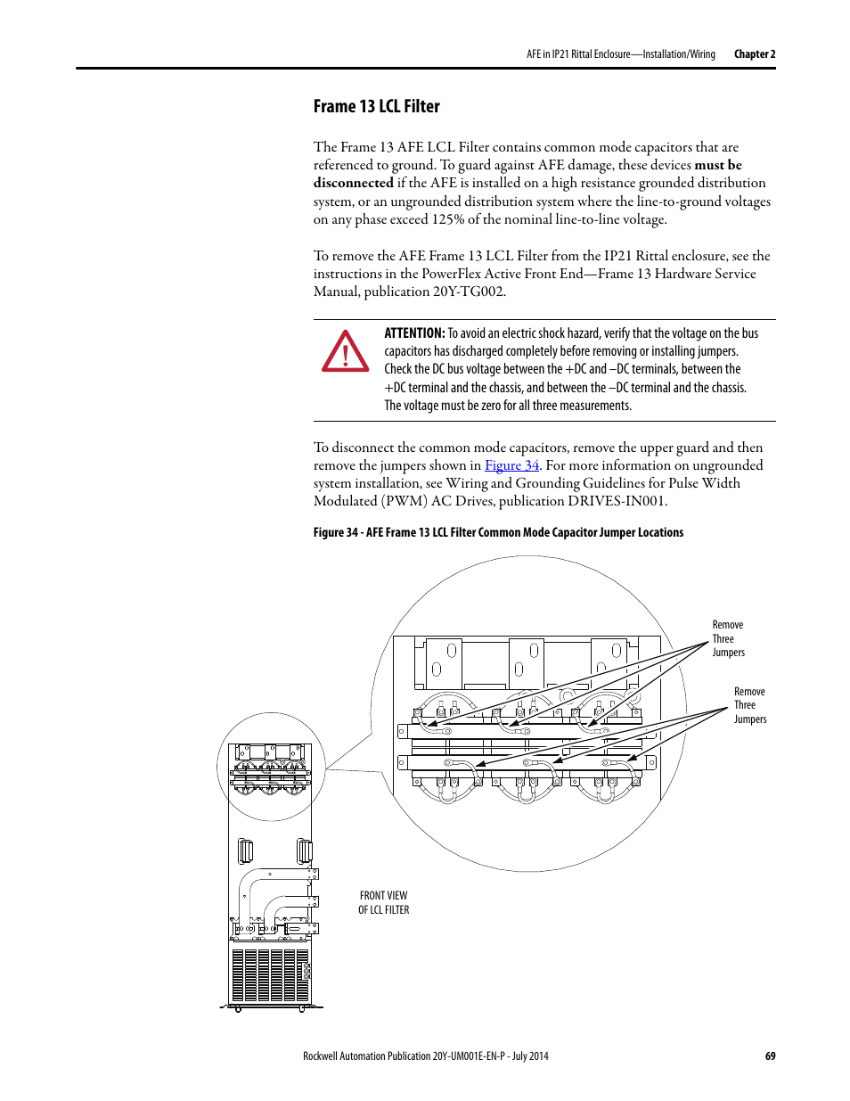 Frame 13 lcl filter, Figure 34 on | Rockwell Automation 20Y PowerFlex Active Front End User Manual | Page 69 / 170