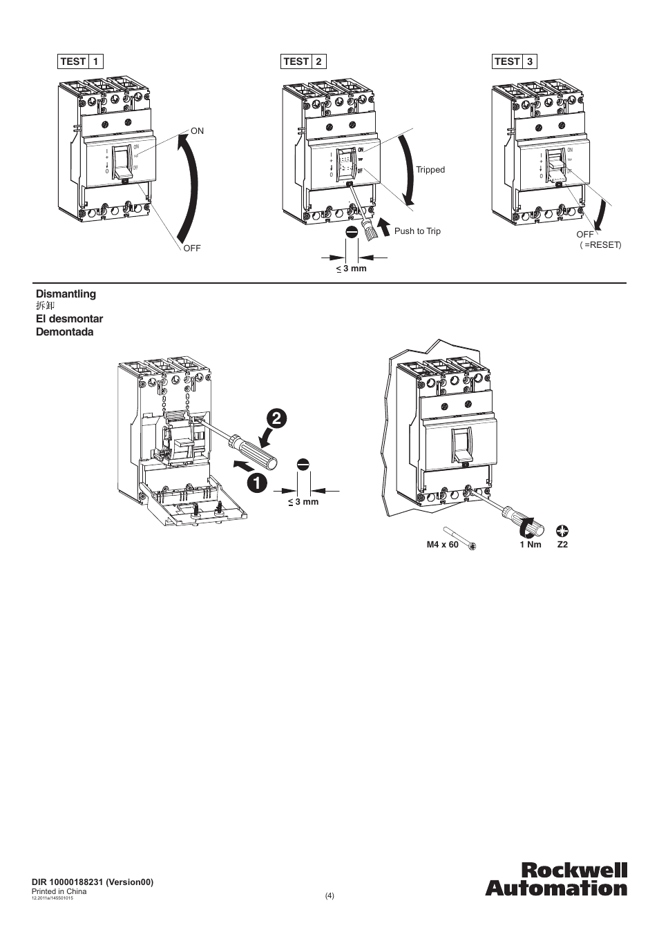 Dismantling el desmontar demontada | Rockwell Automation 140EX-HE1_HE2 Molded Case Circuit Breaker User Manual | Page 4 / 4