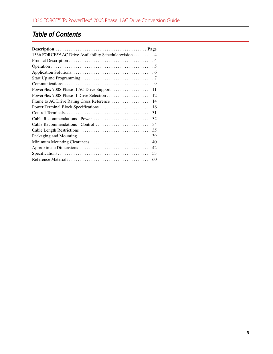 Rockwell Automation 1336T FORCE to PowerFlex 700S Phase II Drive Conversion Guide User Manual | Page 3 / 60