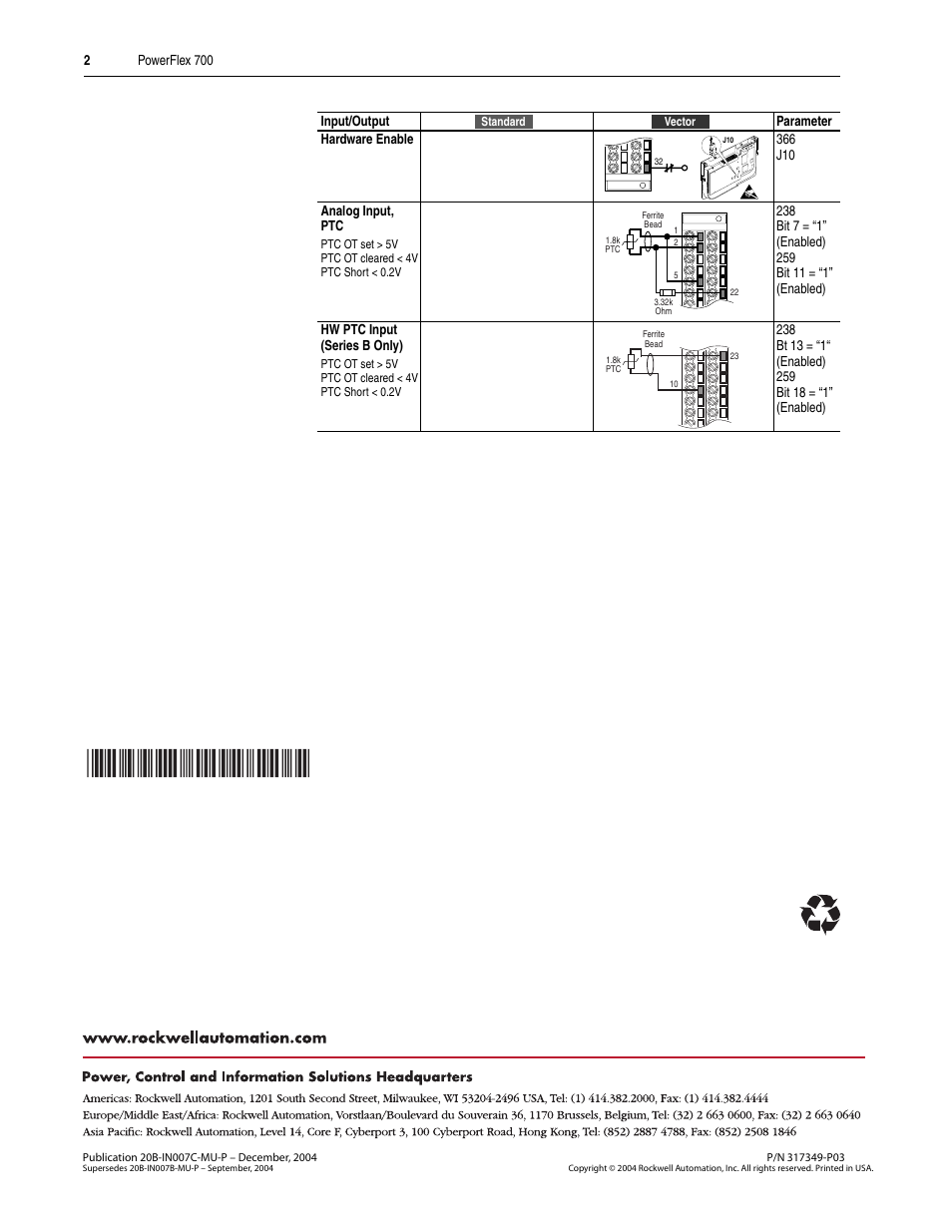 Rockwell Automation 20B PowerFlex 700 Standard/Vector I/O Differences User Manual | Page 2 / 2