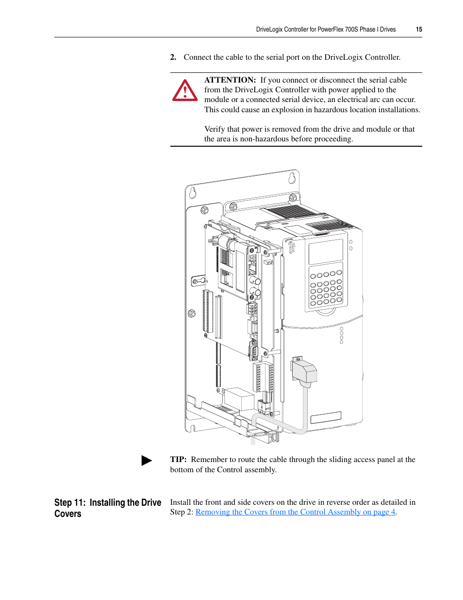 Step 11: installing the drive covers | Rockwell Automation 20D DriveLogix Controller for PowerFlex 700S Phase I Drives User Manual | Page 15 / 18