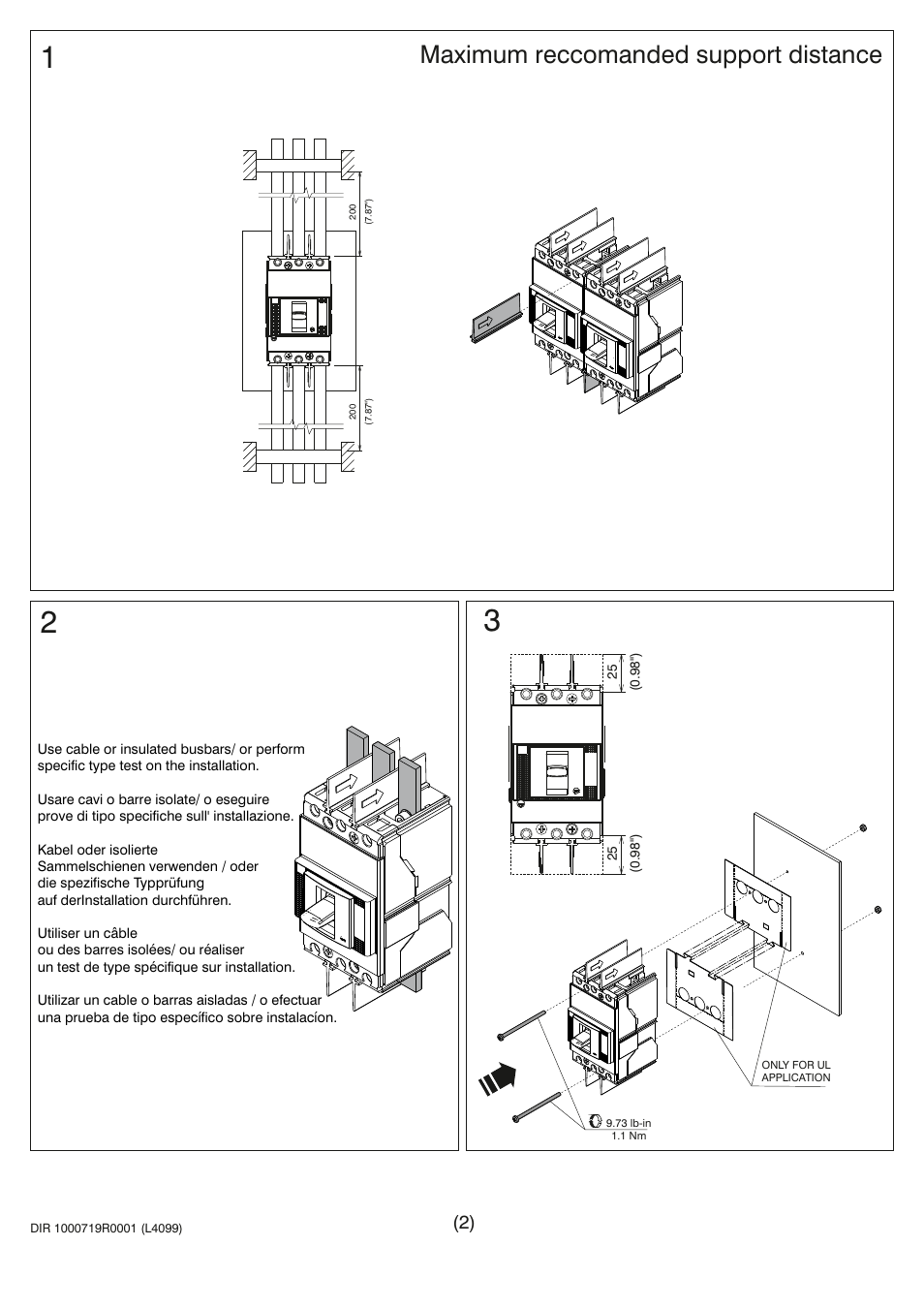 Maximum reccomanded support distance | Rockwell Automation 140G-Gx_MG-Gx Installation Instruction User Manual | Page 2 / 4