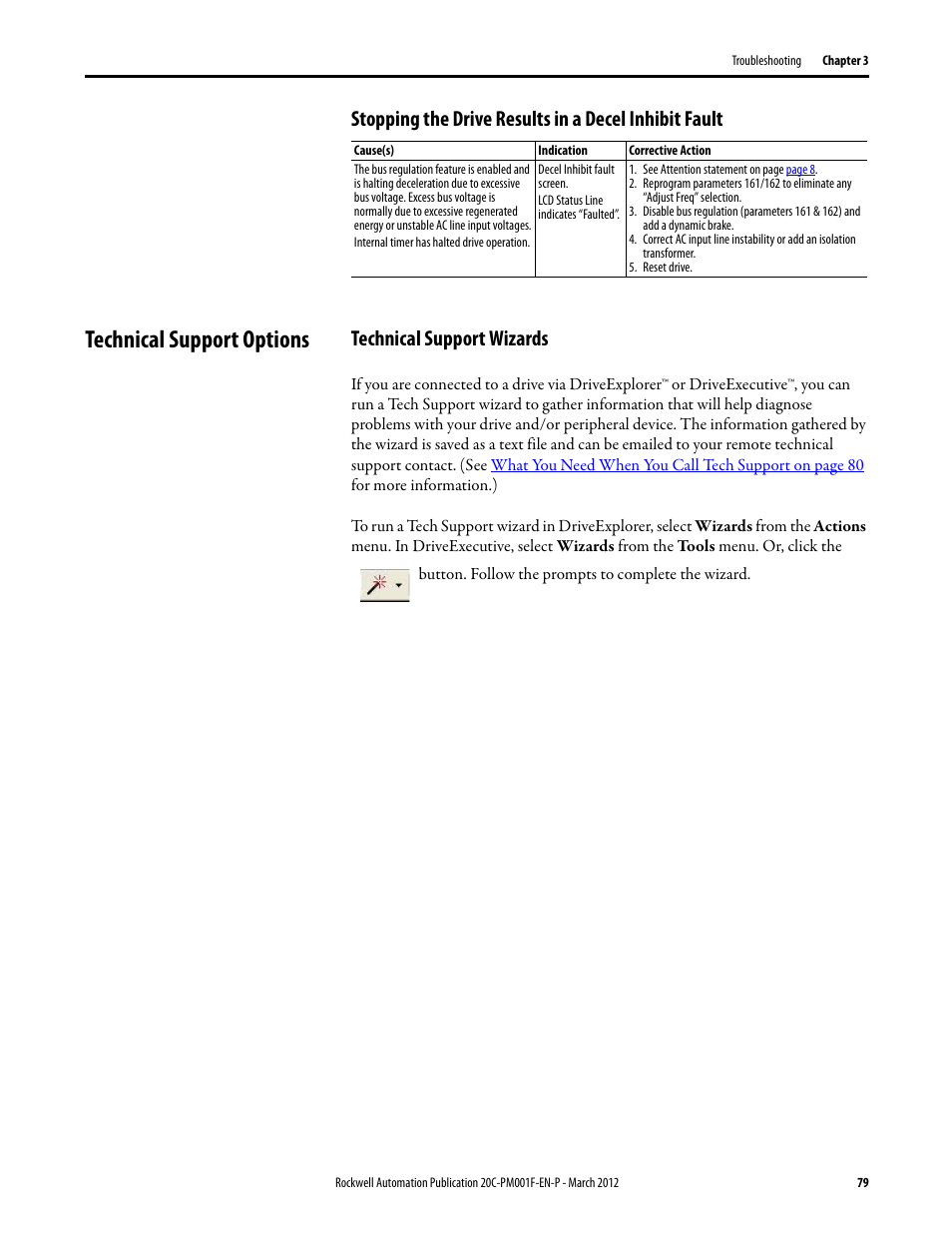 Technical support options, Technical support wizards, Technical | Rockwell Automation 20C PowerFlex 700H Drives Programming User Manual | Page 79 / 116