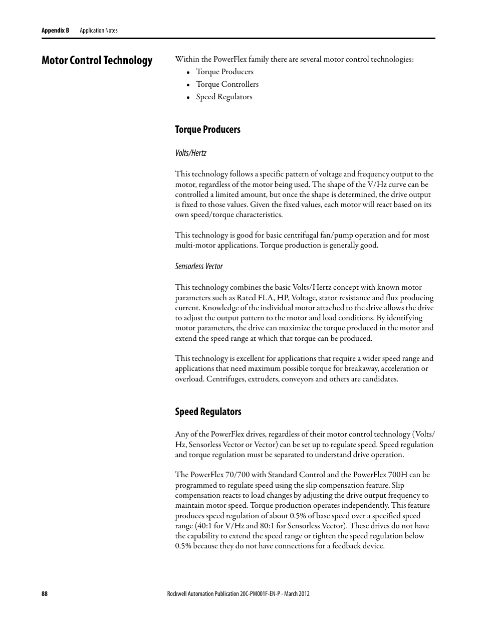 Motor control technology, Torque producers, Speed regulators | Rockwell Automation 20C PowerFlex 700H Drives Programming User Manual | Page 88 / 116