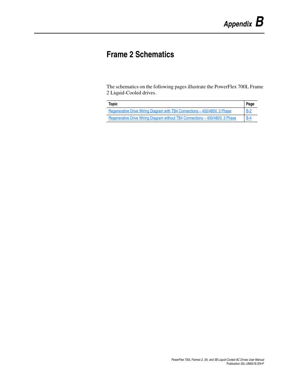 Appendix b, Frame 2 schematics | Rockwell Automation 20L PowerFlex 700L Liquid-Cooled Adjustable Frequency AC Drive User Manual | Page 125 / 156