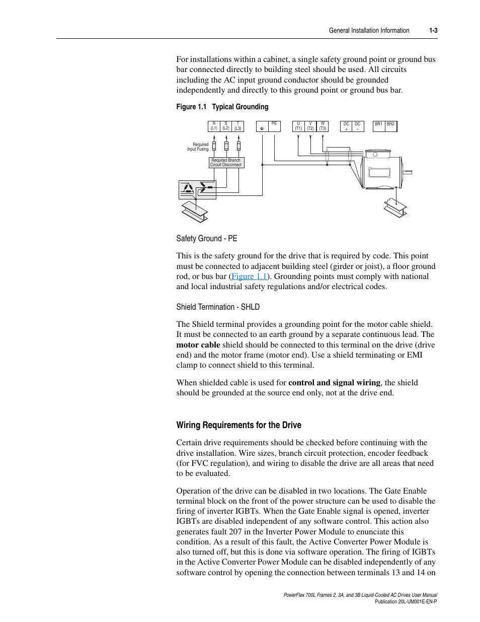 Wiring requirements for the drive, Wiring requirements for the drive -3 | Rockwell Automation 20L PowerFlex 700L Liquid-Cooled Adjustable Frequency AC Drive User Manual | Page 19 / 156