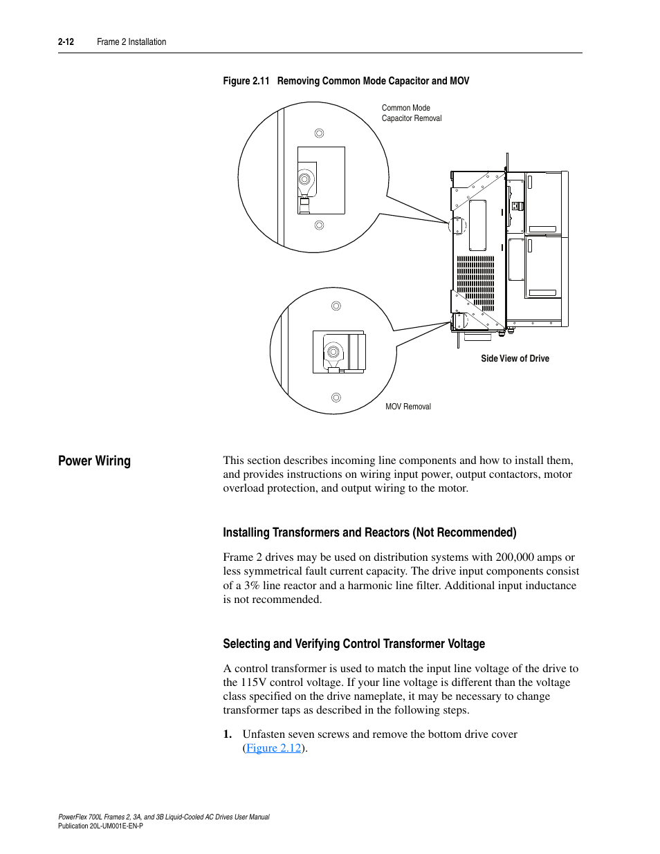 Power wiring, Power wiring -12, Figure 2.11 | Rockwell Automation 20L PowerFlex 700L Liquid-Cooled Adjustable Frequency AC Drive User Manual | Page 38 / 156