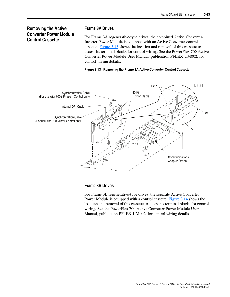 Frame 3a drives, Frame 3b drives, Frame 3a drives -13 frame 3b drives -13 | Rockwell Automation 20L PowerFlex 700L Liquid-Cooled Adjustable Frequency AC Drive User Manual | Page 61 / 156