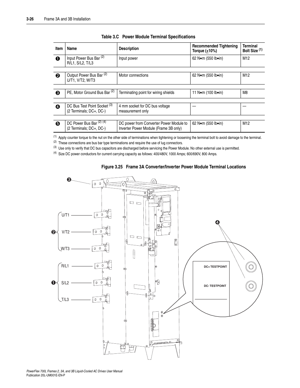 Figure 3.25, Table 3.c | Rockwell Automation 20L PowerFlex 700L Liquid-Cooled Adjustable Frequency AC Drive User Manual | Page 74 / 156