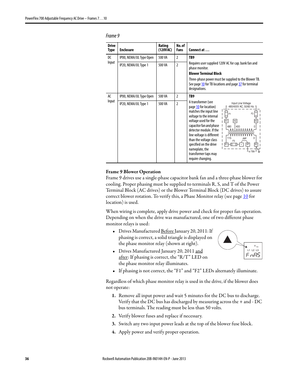 Frame 9 | Rockwell Automation 20D PowerFlex 700 Installation Instructions - Frames 7…10 User Manual | Page 36 / 76