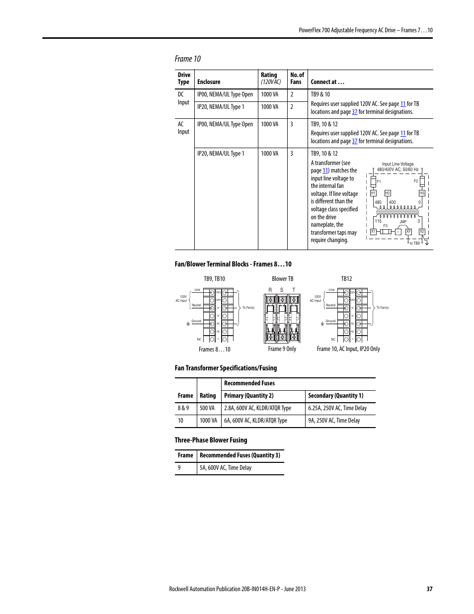 Frame 10 | Rockwell Automation 20D PowerFlex 700 Installation Instructions - Frames 7…10 User Manual | Page 37 / 76