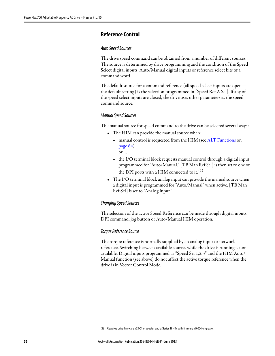 Reference control | Rockwell Automation 20D PowerFlex 700 Installation Instructions - Frames 7…10 User Manual | Page 56 / 76