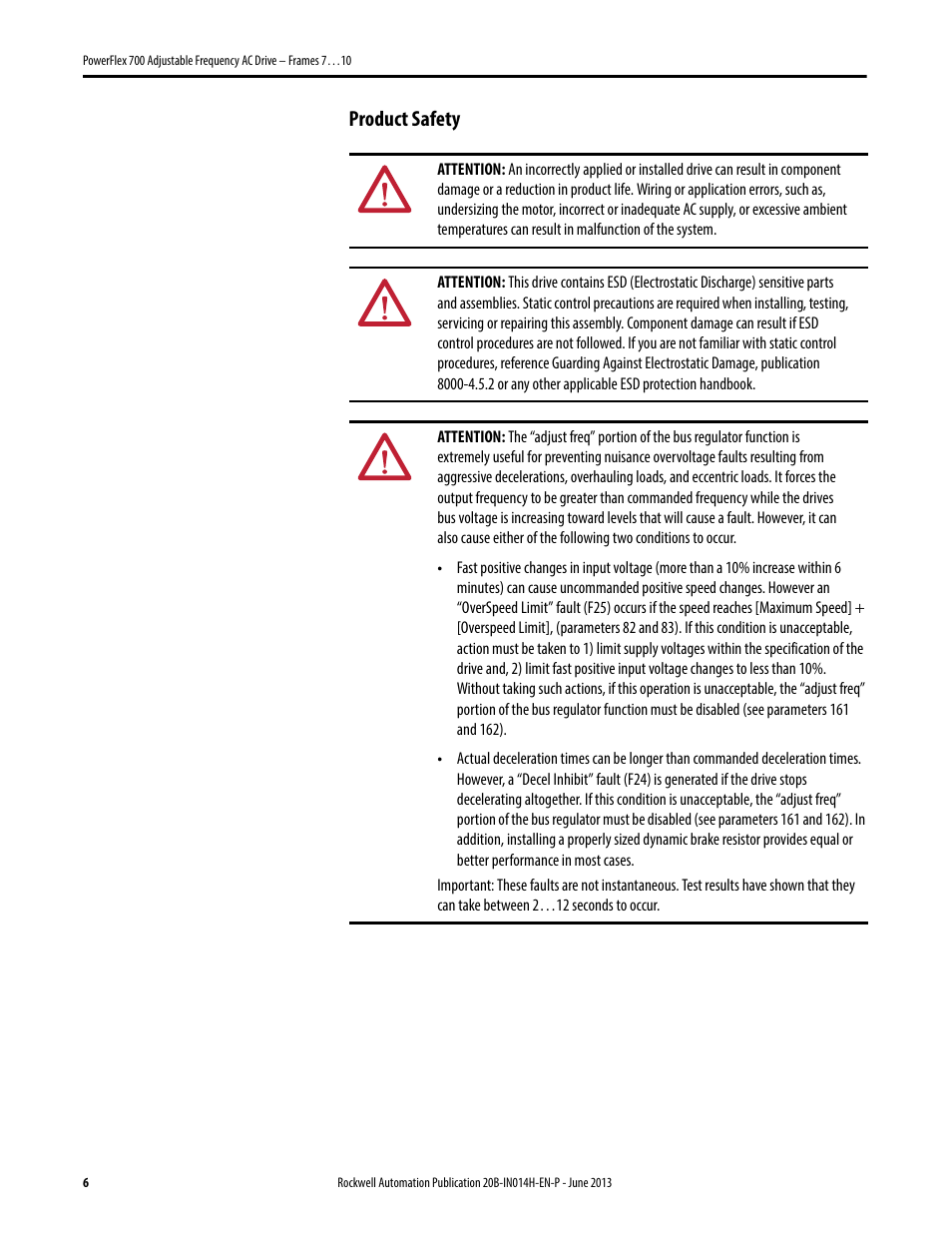 Product safety | Rockwell Automation 20D PowerFlex 700 Installation Instructions - Frames 7…10 User Manual | Page 6 / 76