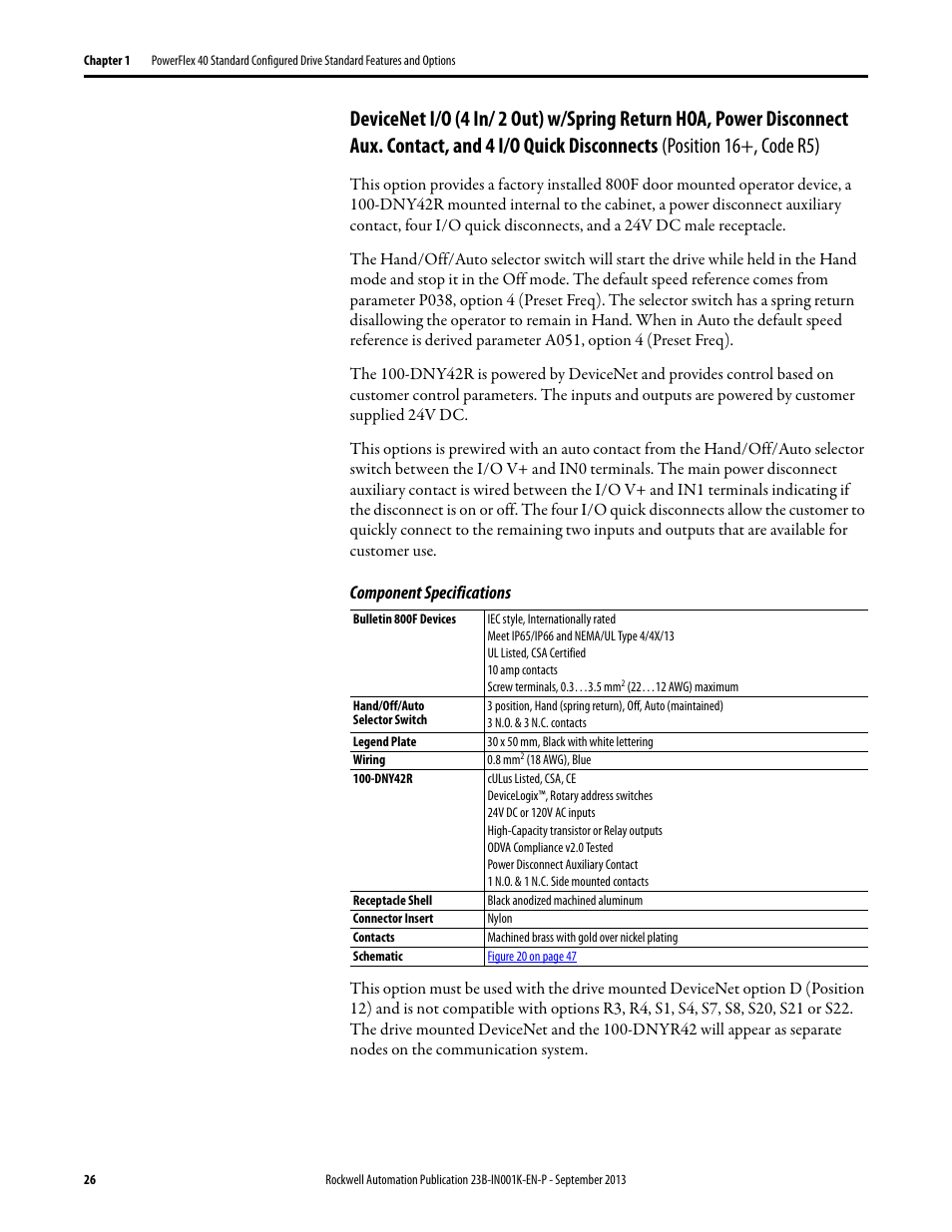 Component specifications | Rockwell Automation 22B PowerFlex 40 Configured AC Drives User Manual | Page 26 / 62