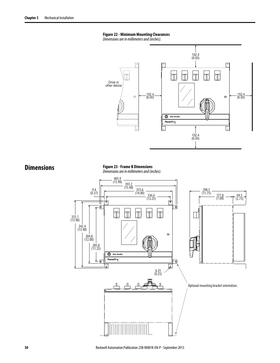 Dimensions | Rockwell Automation 22B PowerFlex 40 Configured AC Drives User Manual | Page 50 / 62