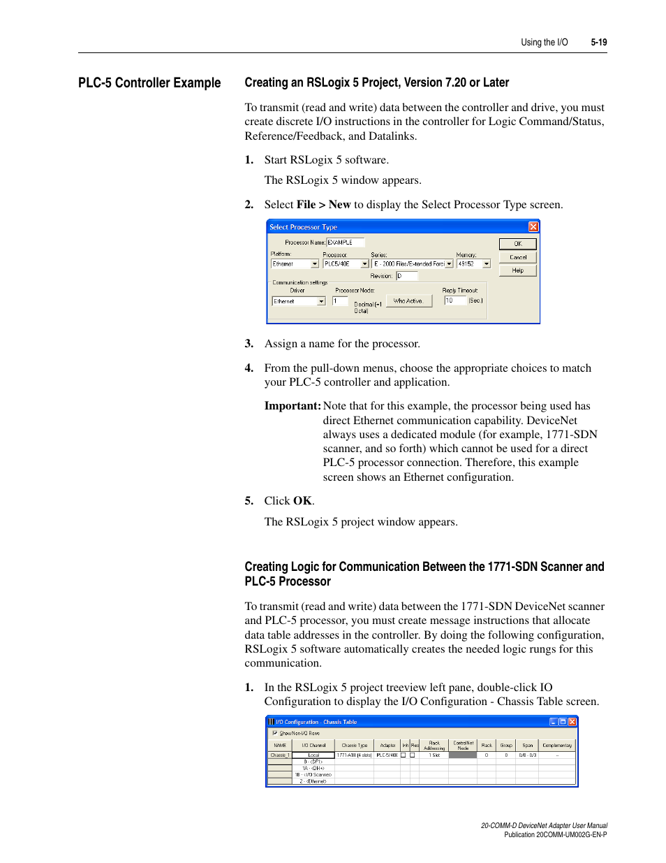 Plc-5 controller example, Plc-5 controller example -19 | Rockwell Automation 20-COMM-D DeviceNet Adapter Series B FRN 2.xxx User Manual | Page 103 / 246