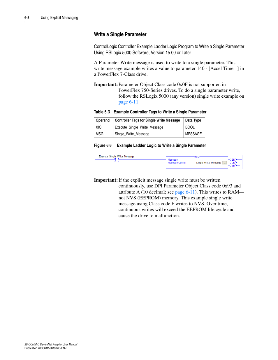 Write a single parameter | Rockwell Automation 20-COMM-D DeviceNet Adapter Series B FRN 2.xxx User Manual | Page 136 / 246