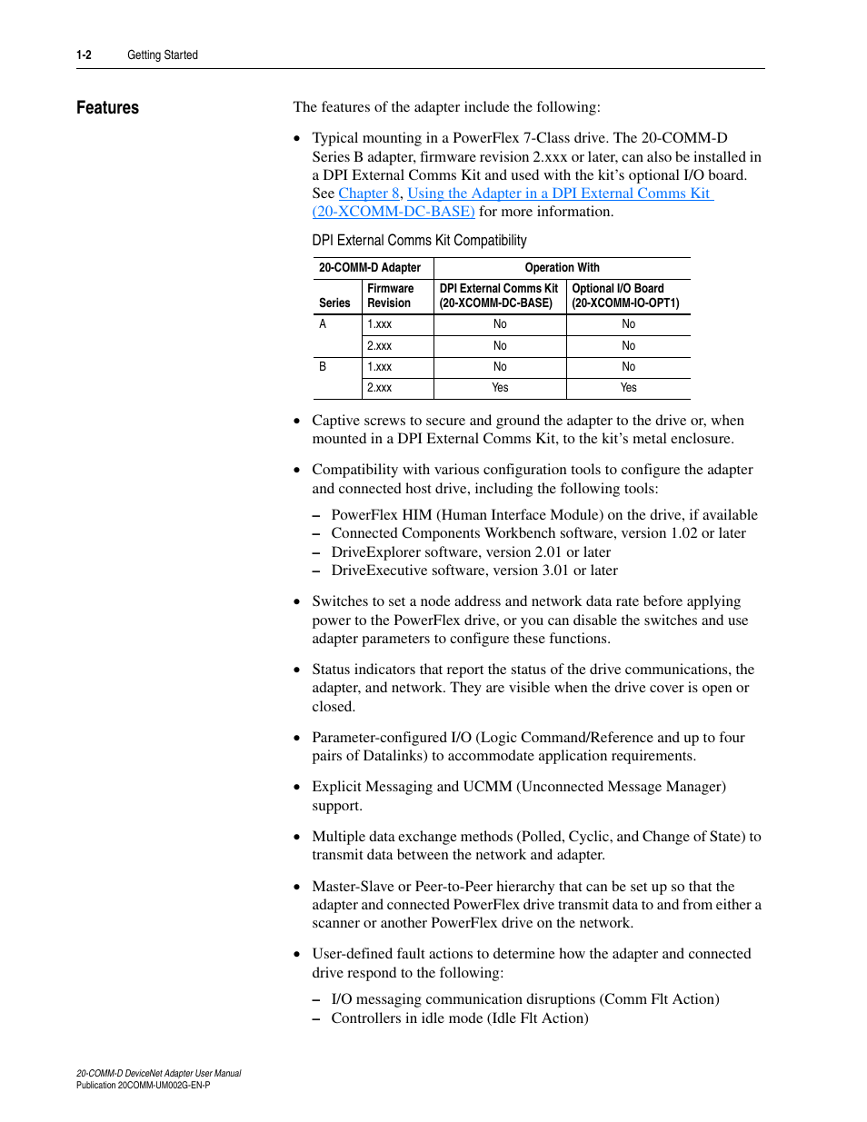 Features, Features -2 | Rockwell Automation 20-COMM-D DeviceNet Adapter Series B FRN 2.xxx User Manual | Page 14 / 246