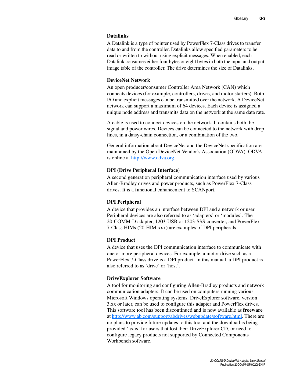 Rockwell Automation 20-COMM-D DeviceNet Adapter Series B FRN 2.xxx User Manual | Page 233 / 246