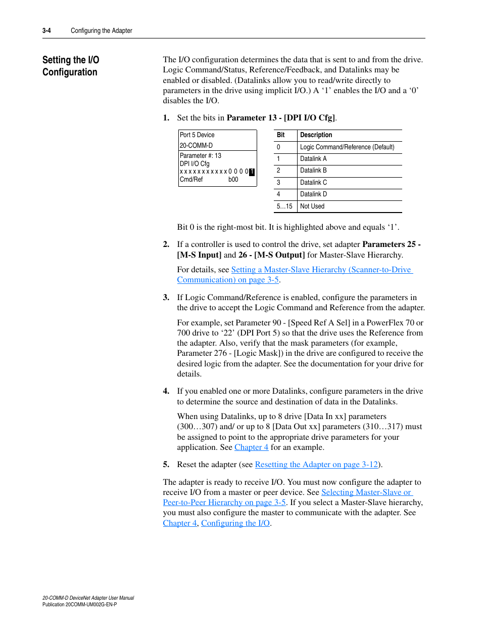 Setting the i/o configuration, Setting the i/o configuration -4 | Rockwell Automation 20-COMM-D DeviceNet Adapter Series B FRN 2.xxx User Manual | Page 32 / 246