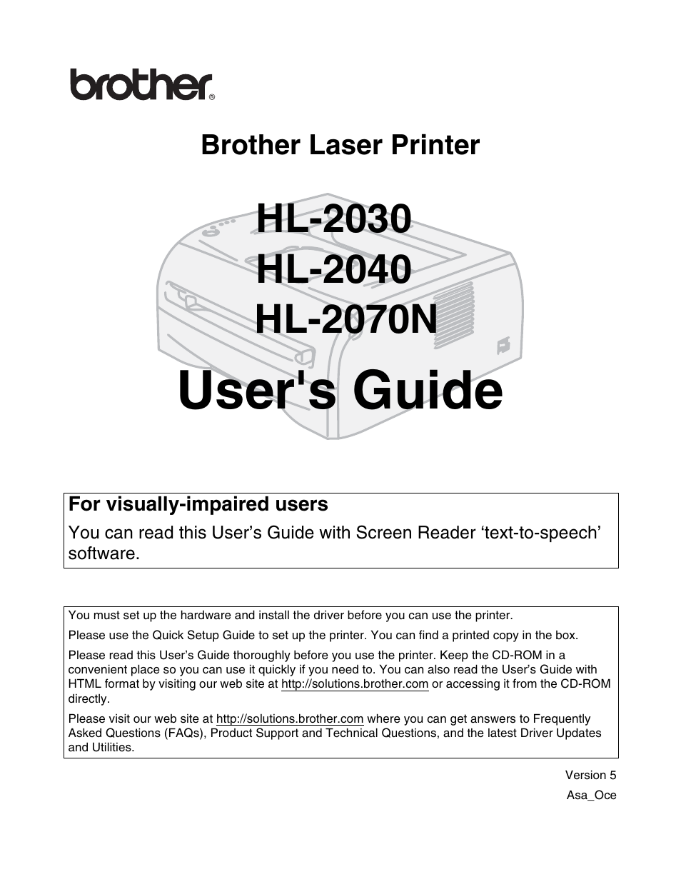 Brother HL-2070N  EN User Manual | 109 pages