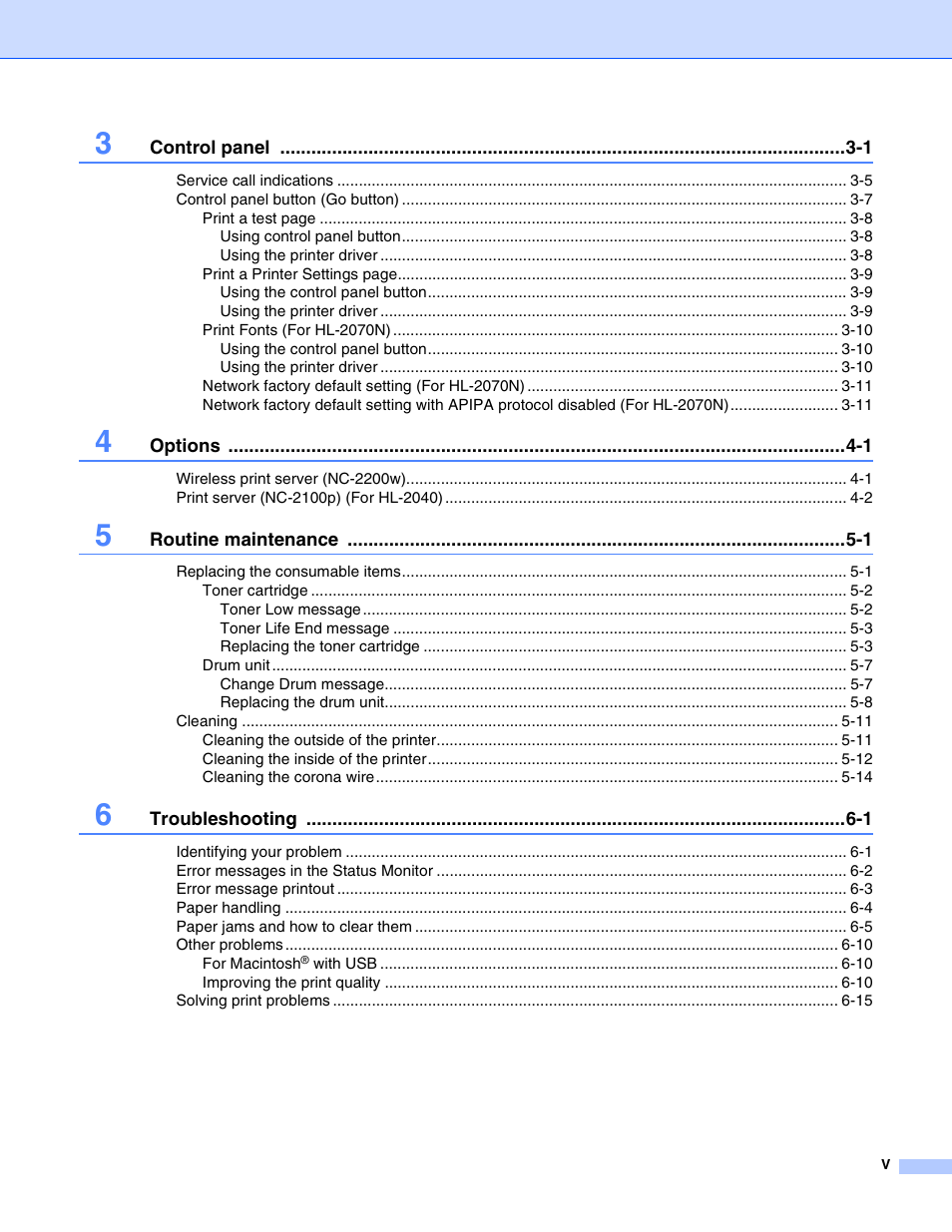 Brother HL-2070N  EN User Manual | Page 6 / 109