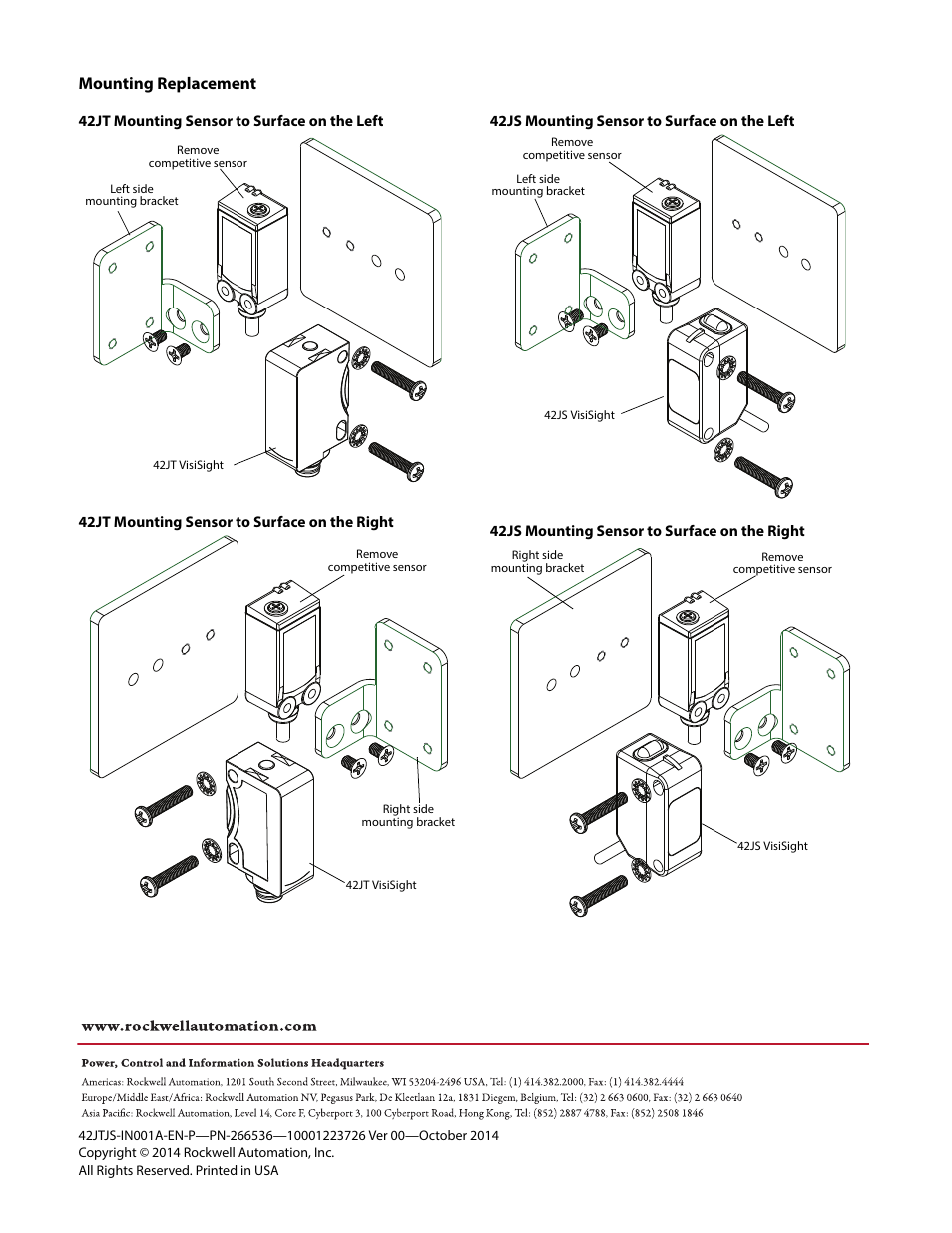 Mounting replacement | Rockwell Automation 42JT_JS VisiSight Competitive Replacement Kit Installation Instructions User Manual | Page 2 / 2