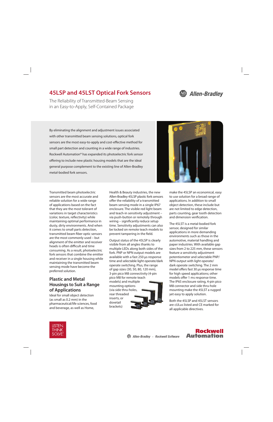 Rockwell Automation 45LSP_LST Optical Fork Sensors Profile User Manual | 2 pages