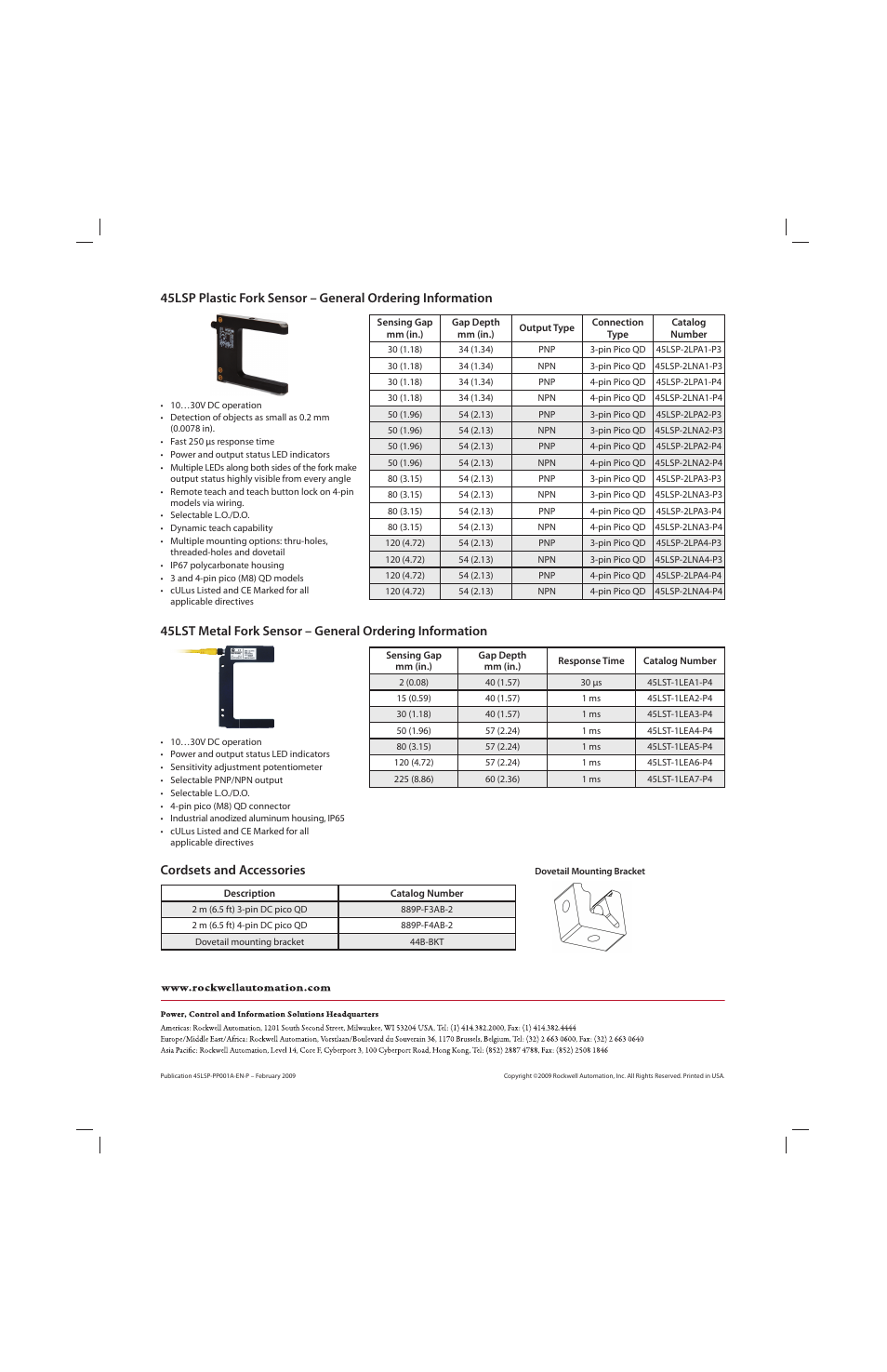 Rockwell Automation 45LSP_LST Optical Fork Sensors Profile User Manual | Page 2 / 2