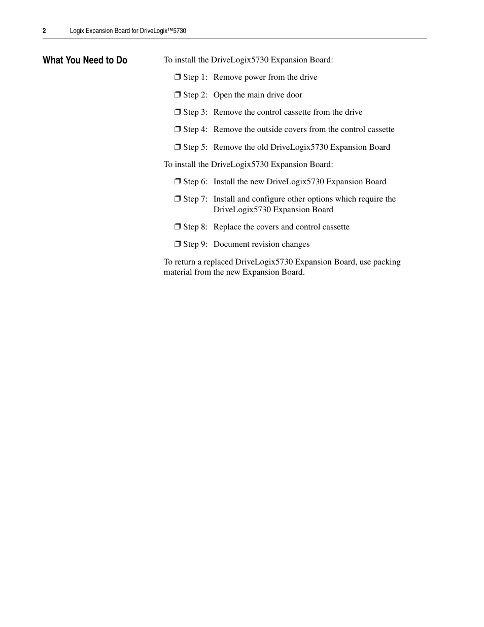 What you need to do | Rockwell Automation 20D-DL2-LEBO DriveLogix5730 Logix Expansion Board User Manual | Page 2 / 8