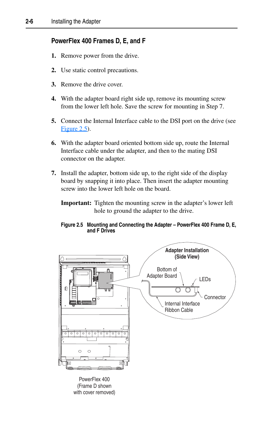 Powerflex 400 frames d, e, and f | Rockwell Automation 22-COMM-C ControlNet Adapter User Manual | Page 24 / 164