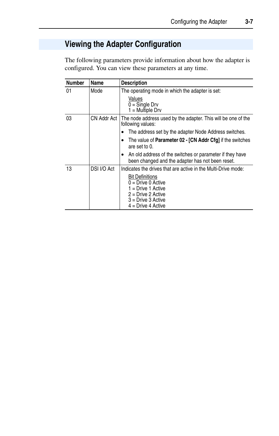 Viewing the adapter configuration, Viewing the adapter configuration -7 | Rockwell Automation 22-COMM-C ControlNet Adapter User Manual | Page 33 / 164