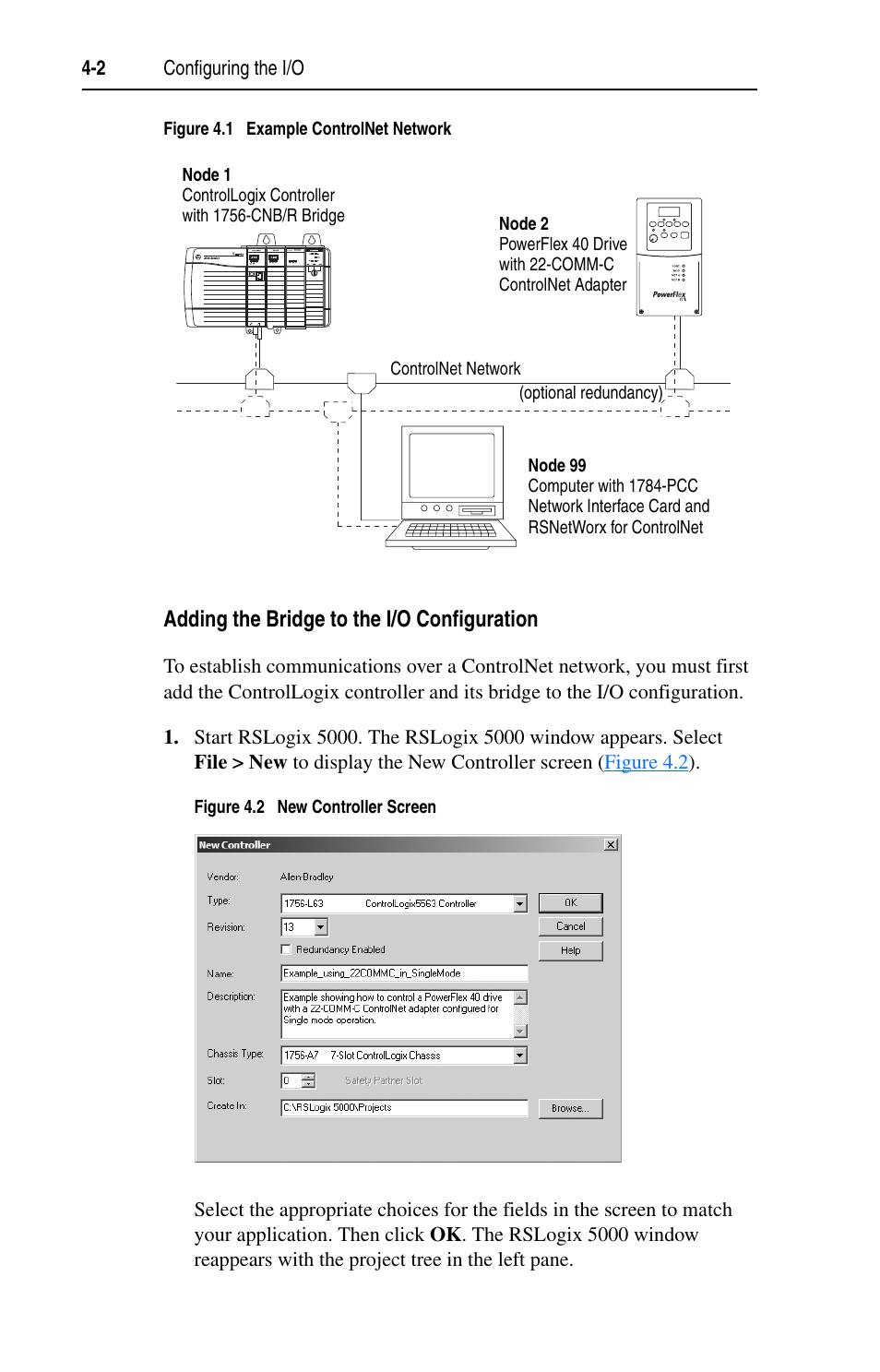 Adding the bridge to the i/o configuration | Rockwell Automation 22-COMM-C ControlNet Adapter User Manual | Page 36 / 164