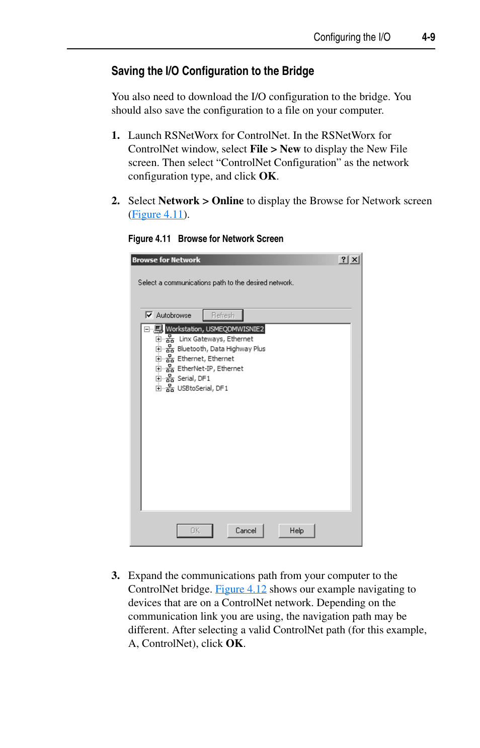 Saving the i/o configuration to the bridge | Rockwell Automation 22-COMM-C ControlNet Adapter User Manual | Page 43 / 164