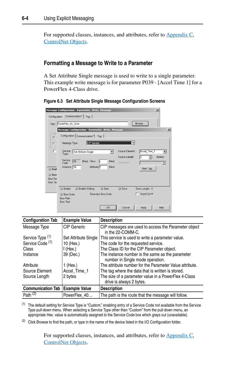 Formatting a message to write to a parameter | Rockwell Automation 22-COMM-C ControlNet Adapter User Manual | Page 64 / 164
