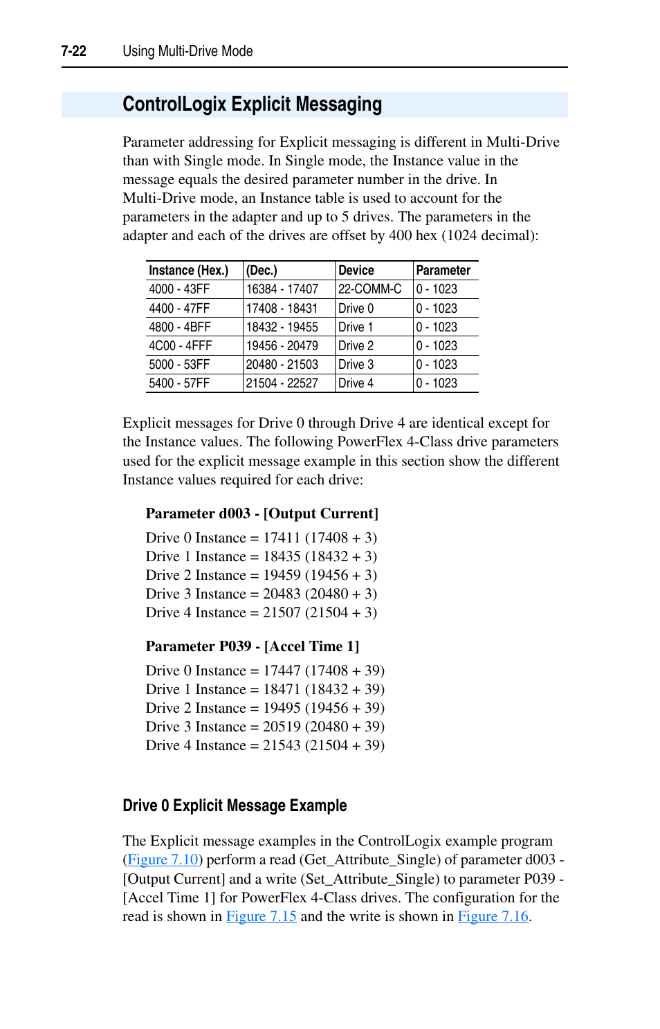 Controllogix explicit messaging, Drive 0 explicit message example, Controllogix explicit messaging -22 | Rockwell Automation 22-COMM-C ControlNet Adapter User Manual | Page 90 / 164