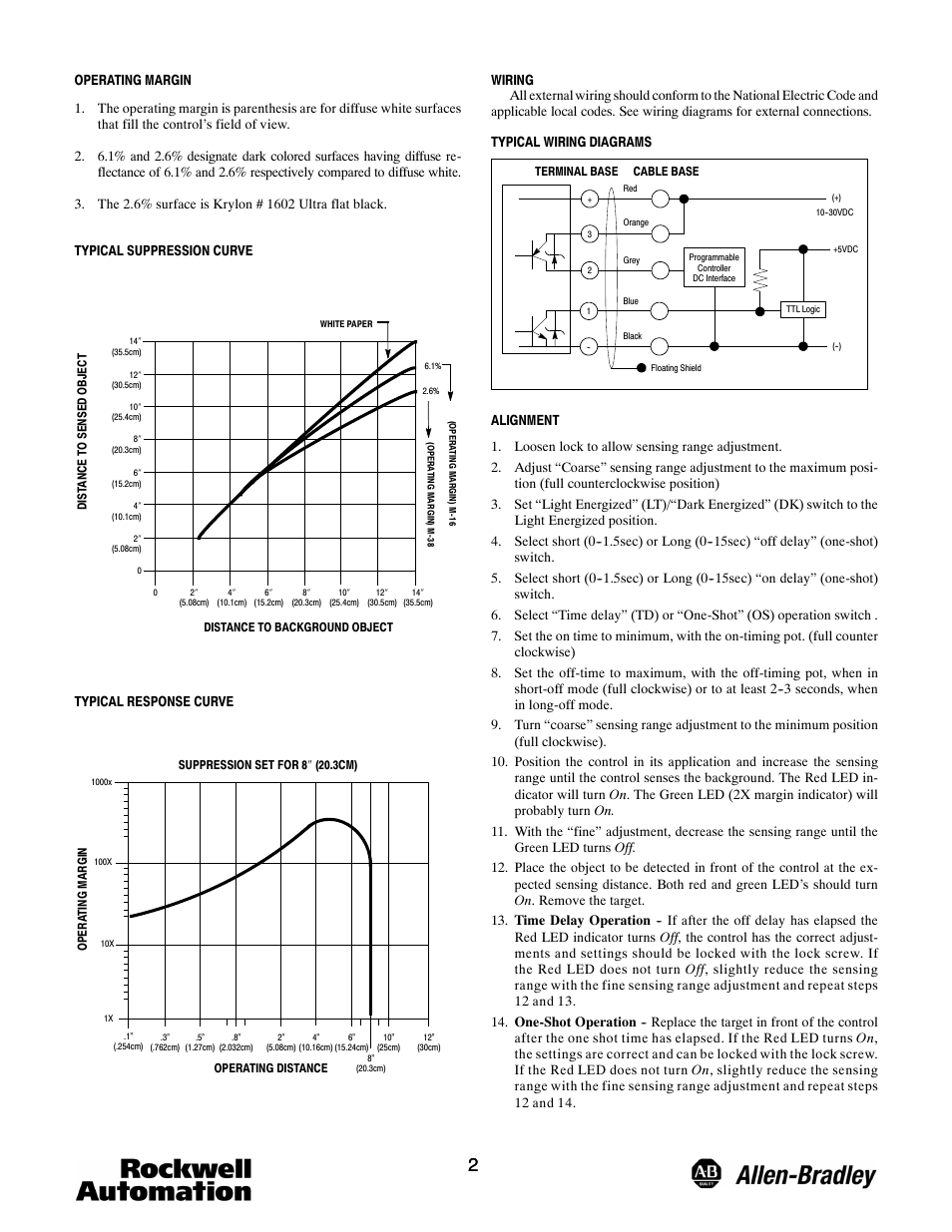 Rockwell Automation 42DBS-5100 Background Suppression with Timing PHOTOSWITCH User Manual | Page 2 / 4