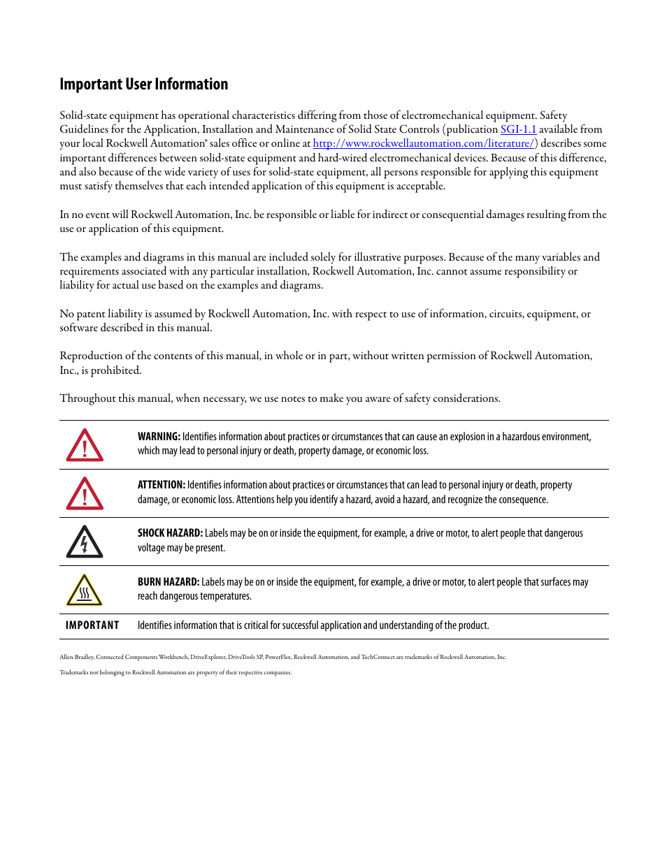 Important user information | Rockwell Automation 20P PowerFlex Digital DC Drive User Manual | Page 2 / 376