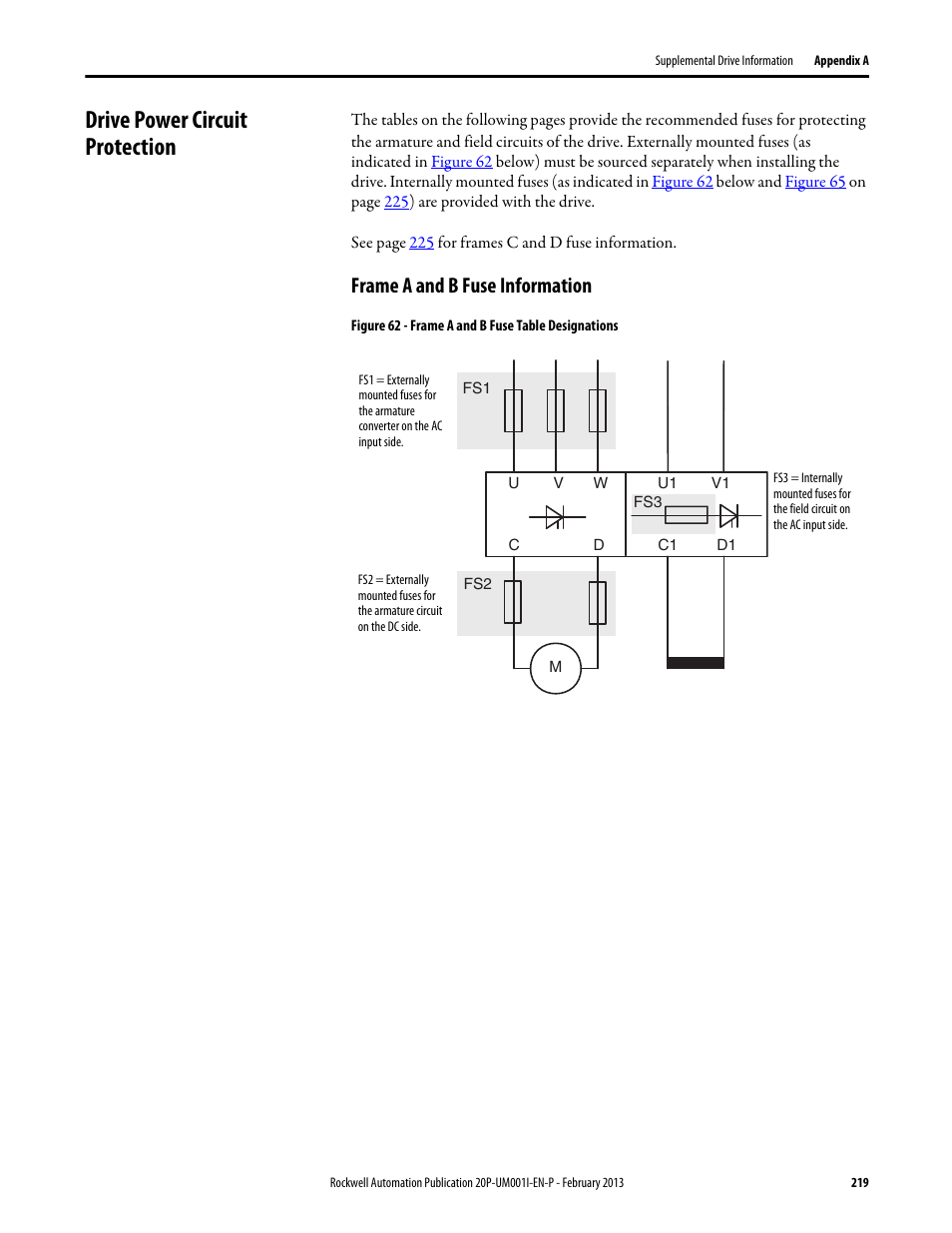 Drive power circuit protection, Frame a and b fuse information, Wer ci | Rcui, T pro, Ctio, Cuit, E po, T pr, Wer c | Rockwell Automation 20P PowerFlex Digital DC Drive User Manual | Page 219 / 376