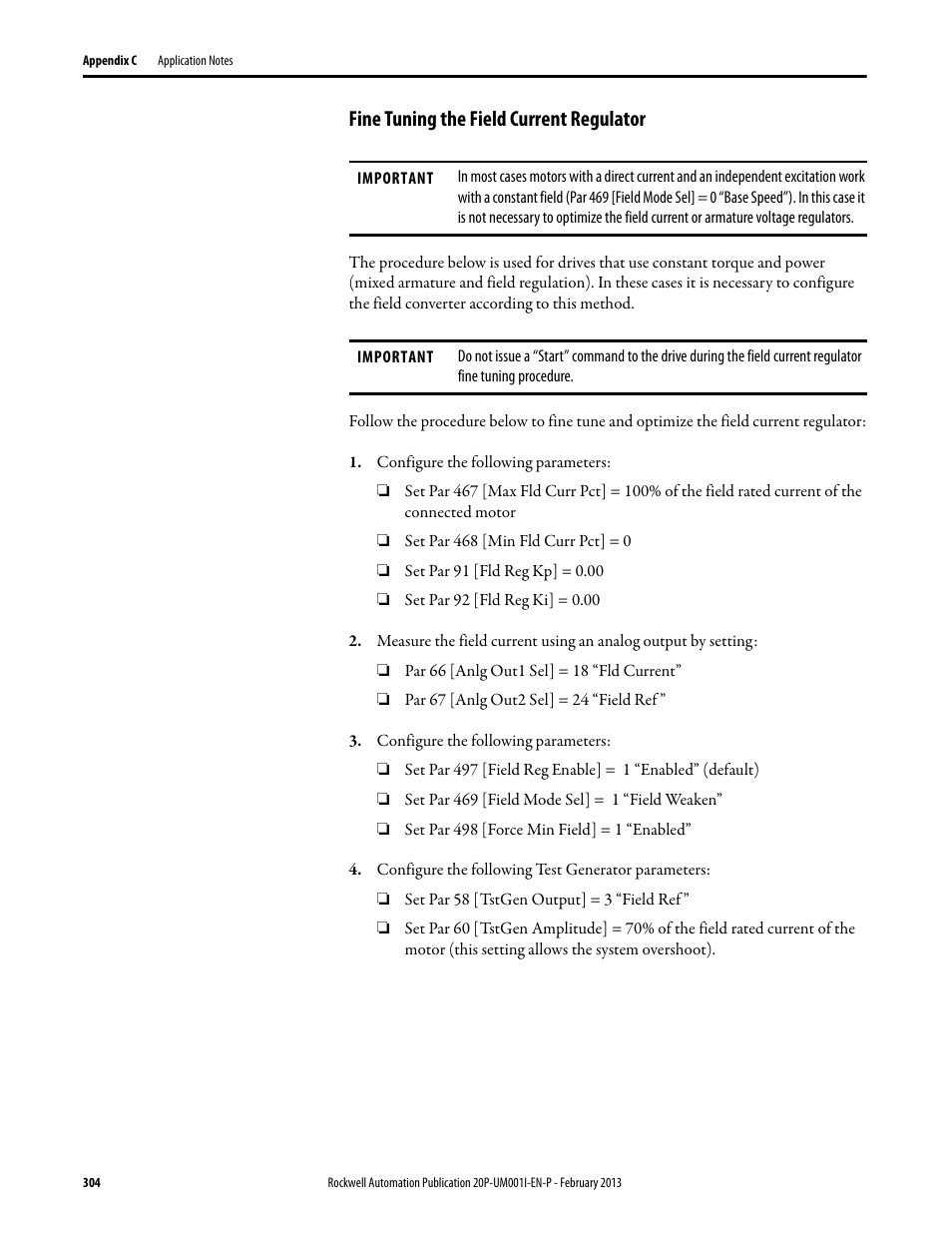 Fine tuning the field current regulator | Rockwell Automation 20P PowerFlex Digital DC Drive User Manual | Page 304 / 376